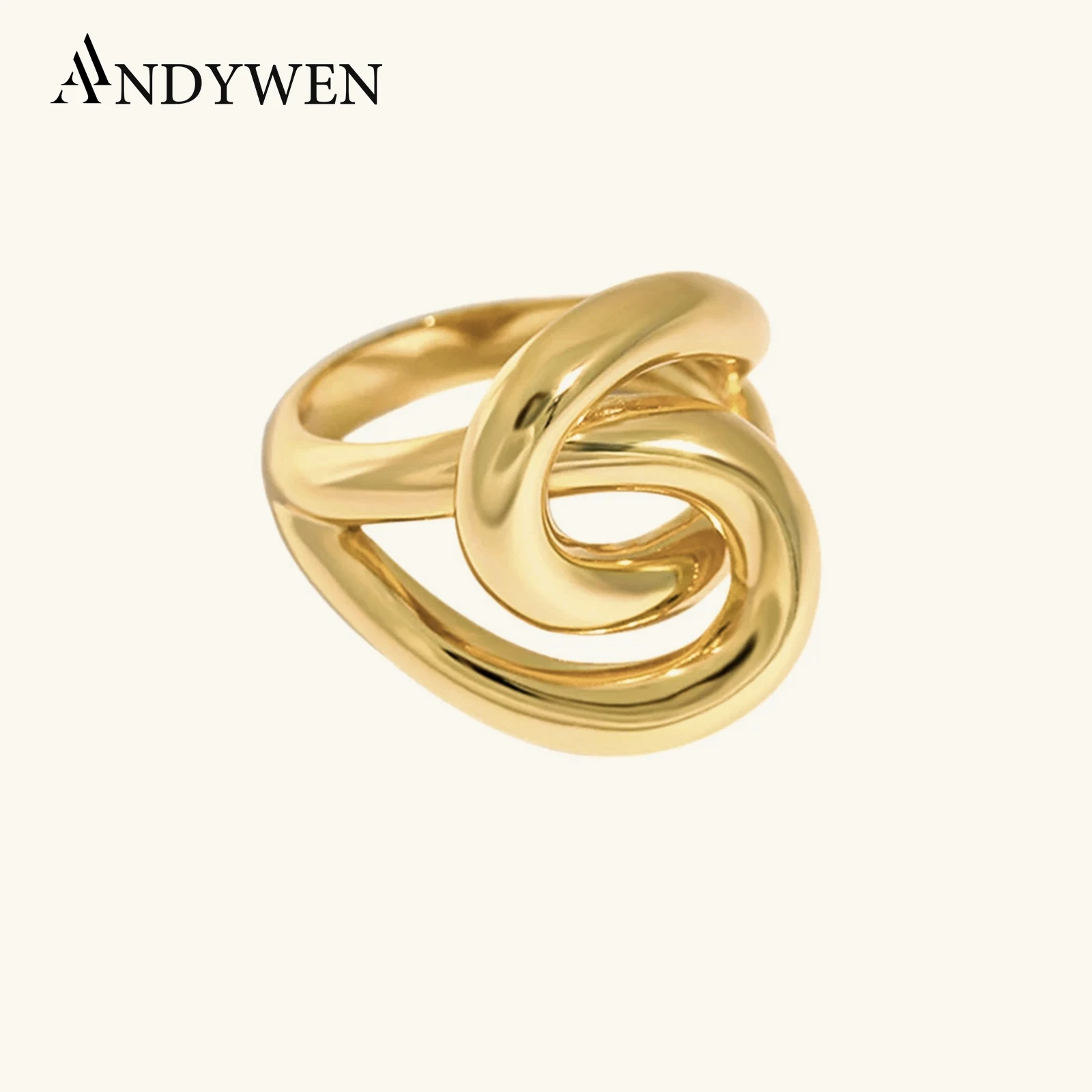

Andywen 925 Sterling Silver Gold Cross Resizable Rings Women Rock Punk Fashion Jewelry Wedding Party Big large Geometric