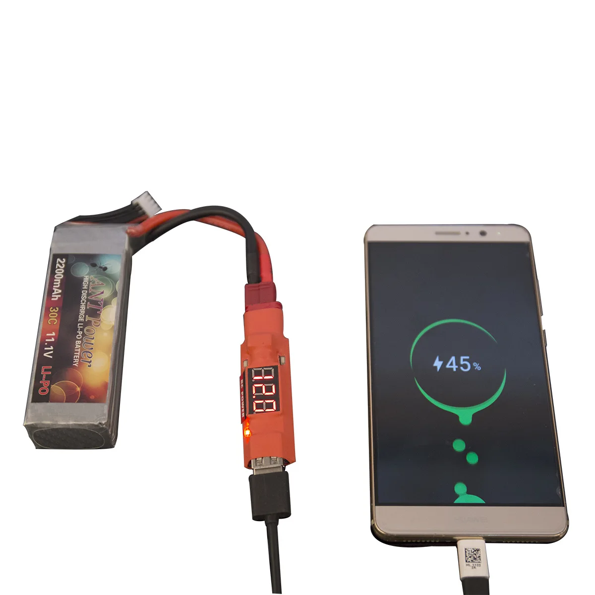 Modulo di riduzione della tensione della batteria al litio 2s-6s 5v con display della tensione Ricaricabile T&XT60 a USB Changer Plug