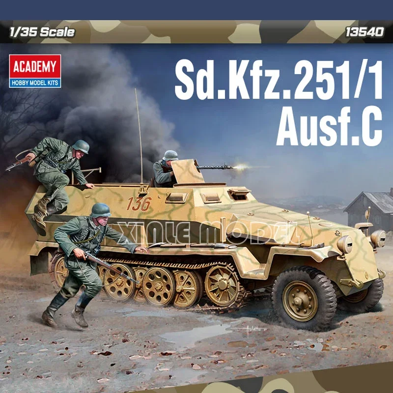 

Academy 13540 Sd.kfz.251/1 Ausf C half track armored vehicle 1/35 Tank Scale Model Kit