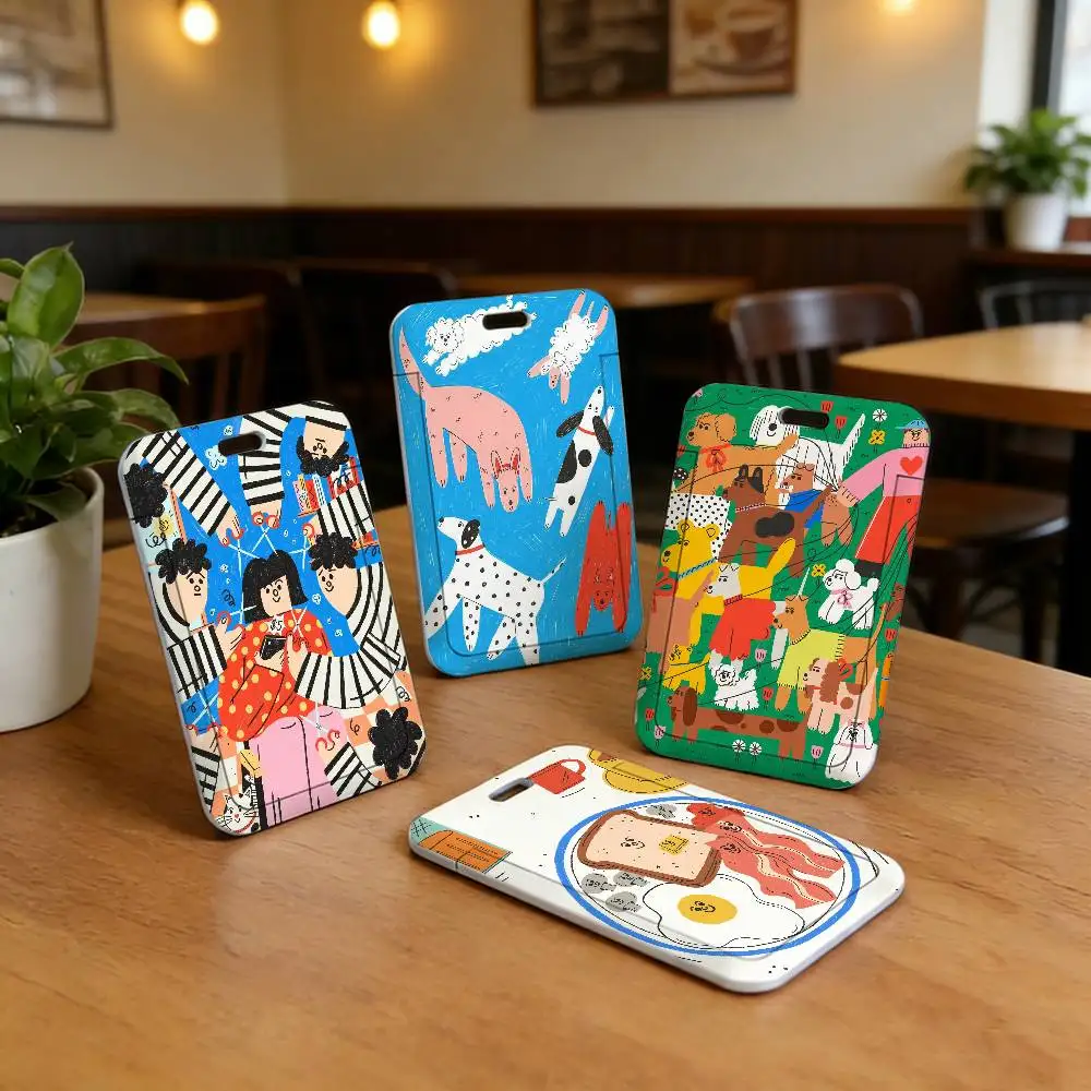 

T-Tess Smith-Roberts art Card Covers Holders Case Students Bus Card Cover ID Badge Holder with Lanyard