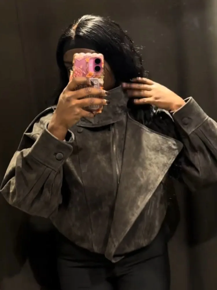 

Женские зимние свободные пальто HH 2026: модные однотонные куртки с отложным воротником, длинными рукавами, карманами, пуговицами и молнией, в стиле High Street