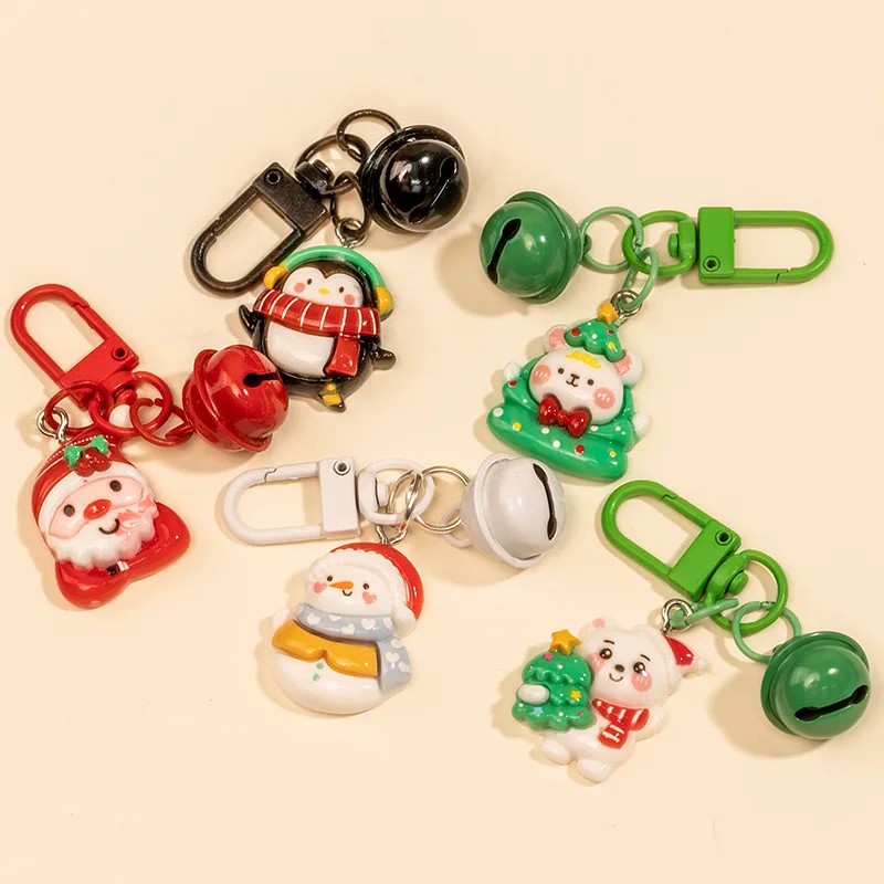 Europe and America Multi Colored Resin Christmas Bell Keychain UNISEX A Christmas Gift Keychain That Can Be Given To A Boyfriend