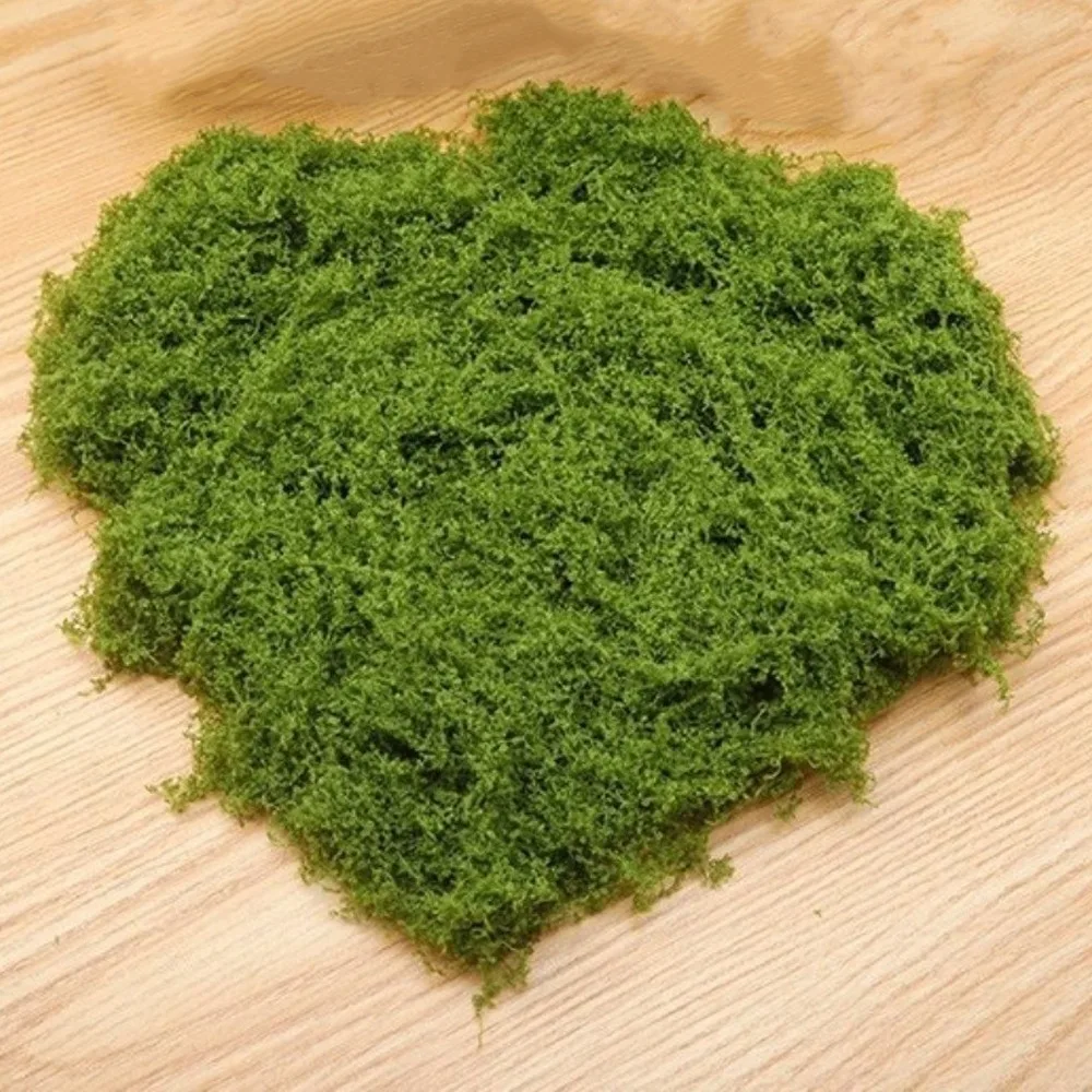 Polyester Artificial Moss Plants DIY Craft Realistic Texture Faux Preserved Moss No Watering No Fading Simulation Green Moss