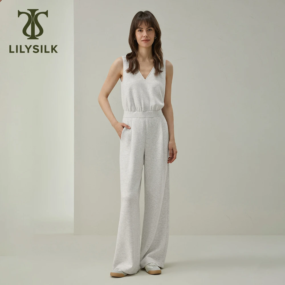 LILYSILK SILKAIRY™ V-neck Lounge Jumpsuit