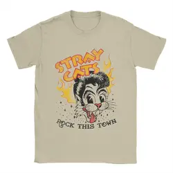 Stray Cats Rock This Town T-Shirt for Men Novelty 100% Cotton Tee Shirt Round Neck Short Sleeve T Shirt Gift Idea Clothing