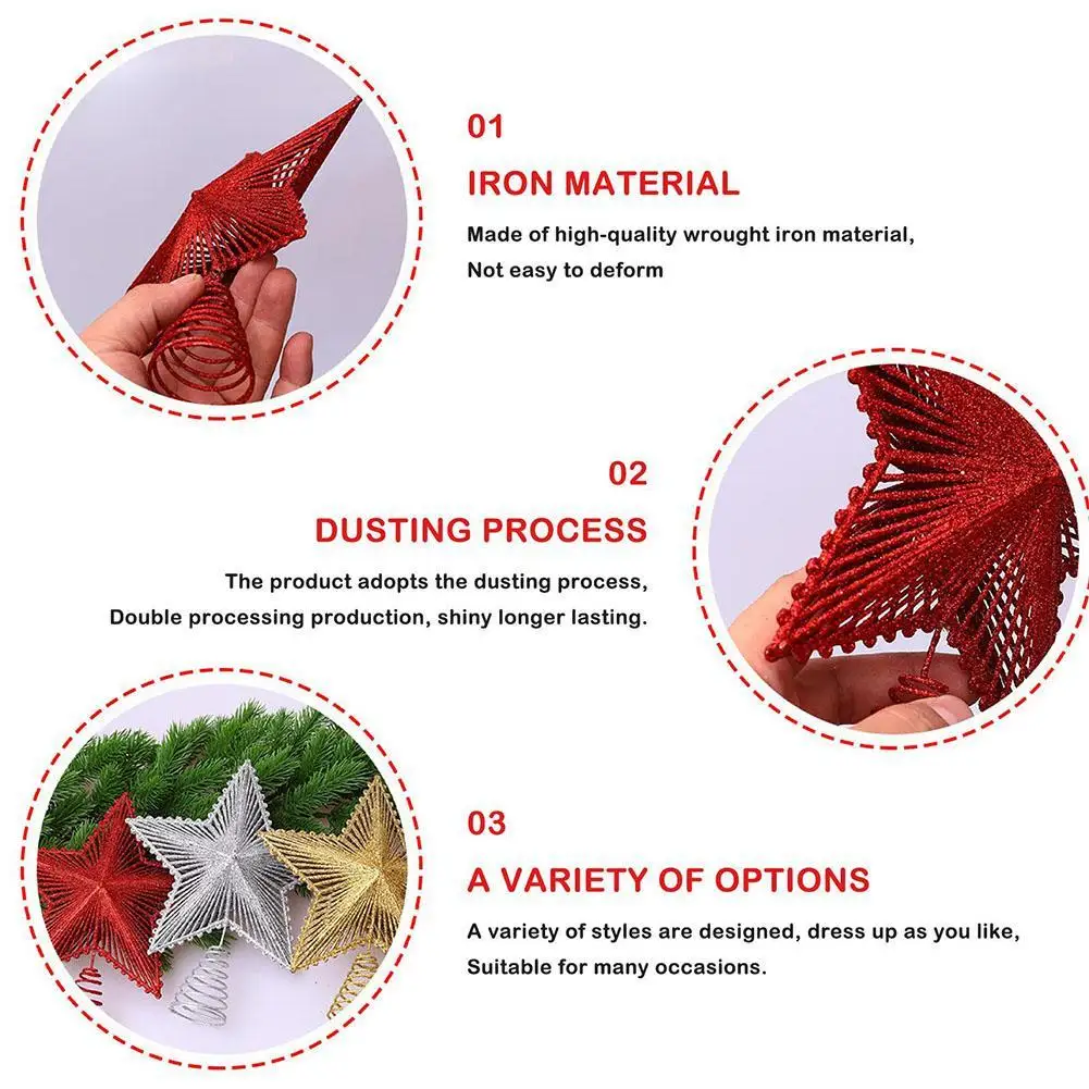 شجرة عيد الميلاد توبر نجمة بريق البلاستيك خمس نقاط ديكور احتفالي عطلة شجرة زخرفة تألق الطرف الديكور #4