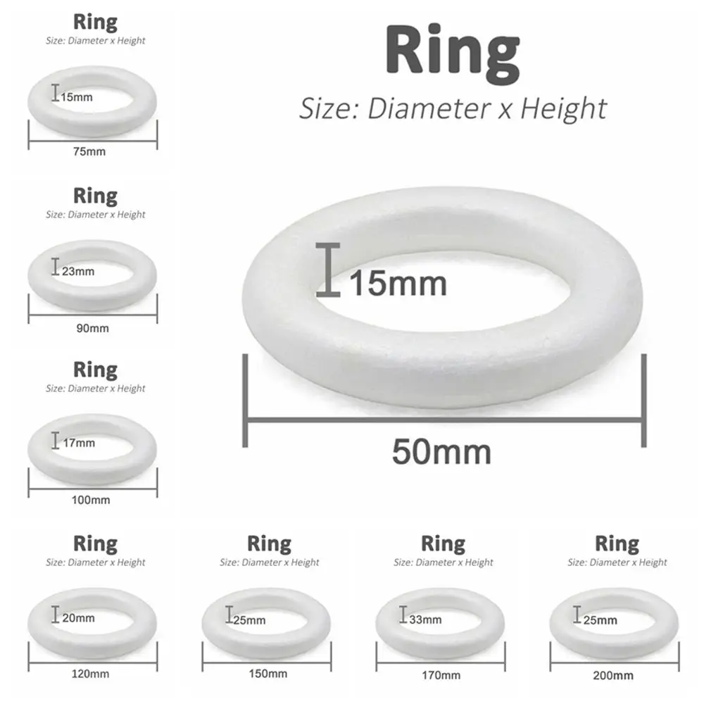 1 szt. Biały okrągły pierścień z pianki polistyrenowej do rzemiosło bożonarodzeniowe DIY ręcznie robiony wieniec weselny dekoracja domu