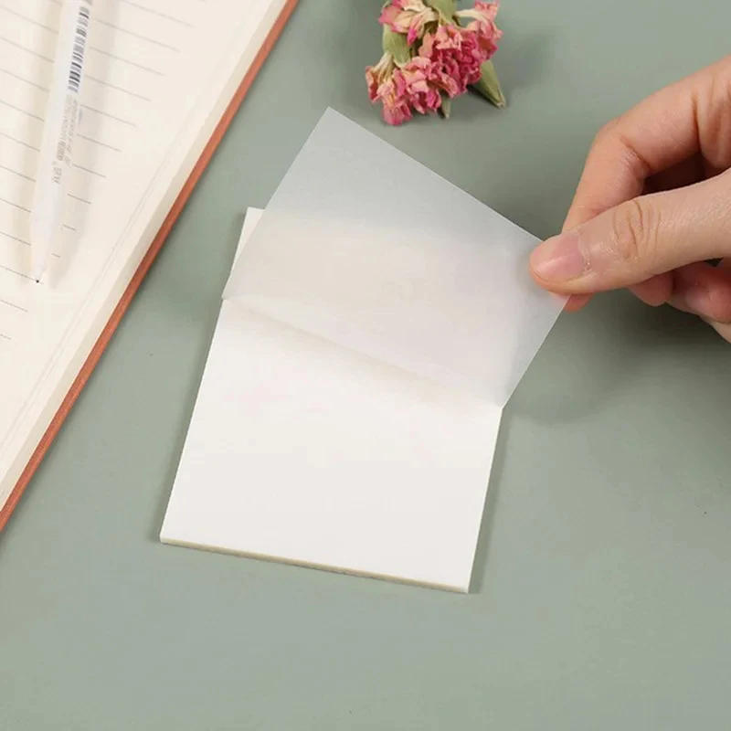 1/2/4 packs Creative Transparent PET Waterproof Sticky Notes Notepads - School Stationery & Office Supplies