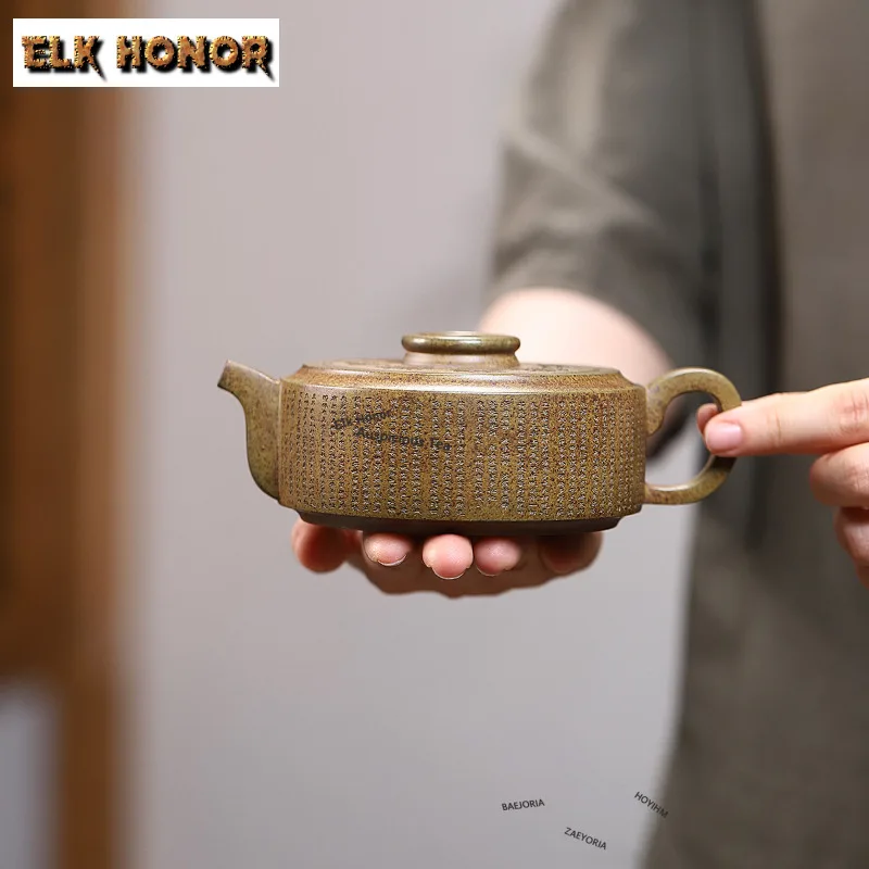 260ml Authentic Yixing Purple Clay Heavy Calibre Teapots Handmade Weekly Count Pot Raw Ore Wood-fired Mud Kettle Zisha Tea Set