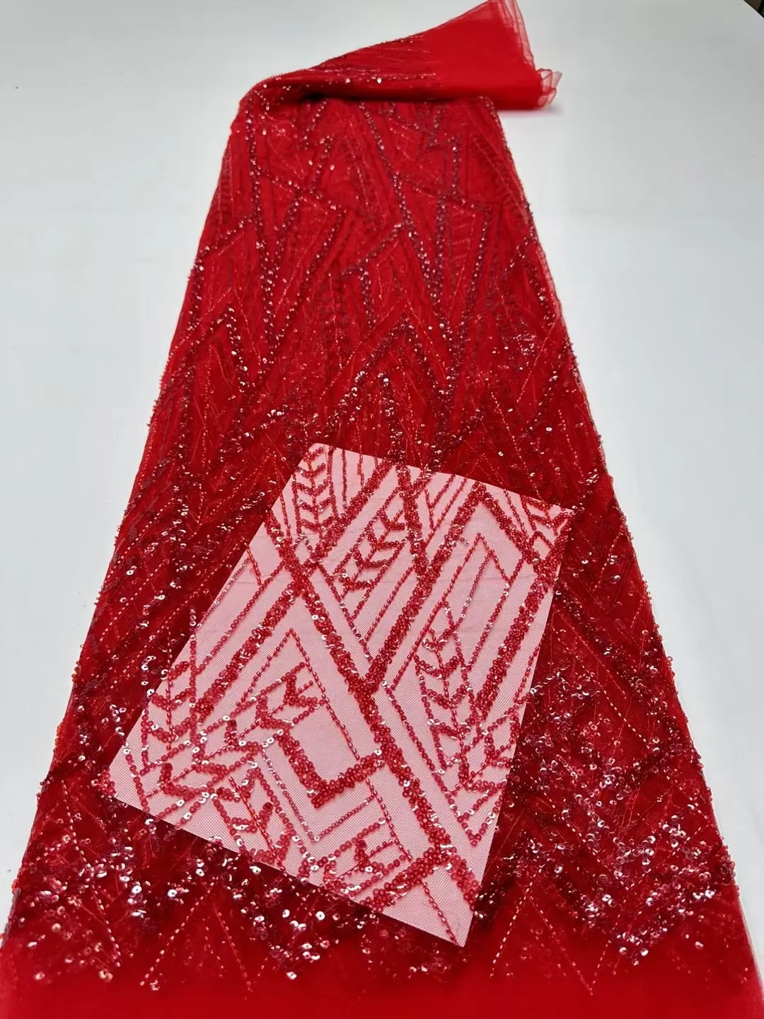 2026 Abito da sposa di moda cucito verde acqua francese con paillettes tulle tessuto di pizzo tessuto di pizzo africano nigeriano di alta qualità