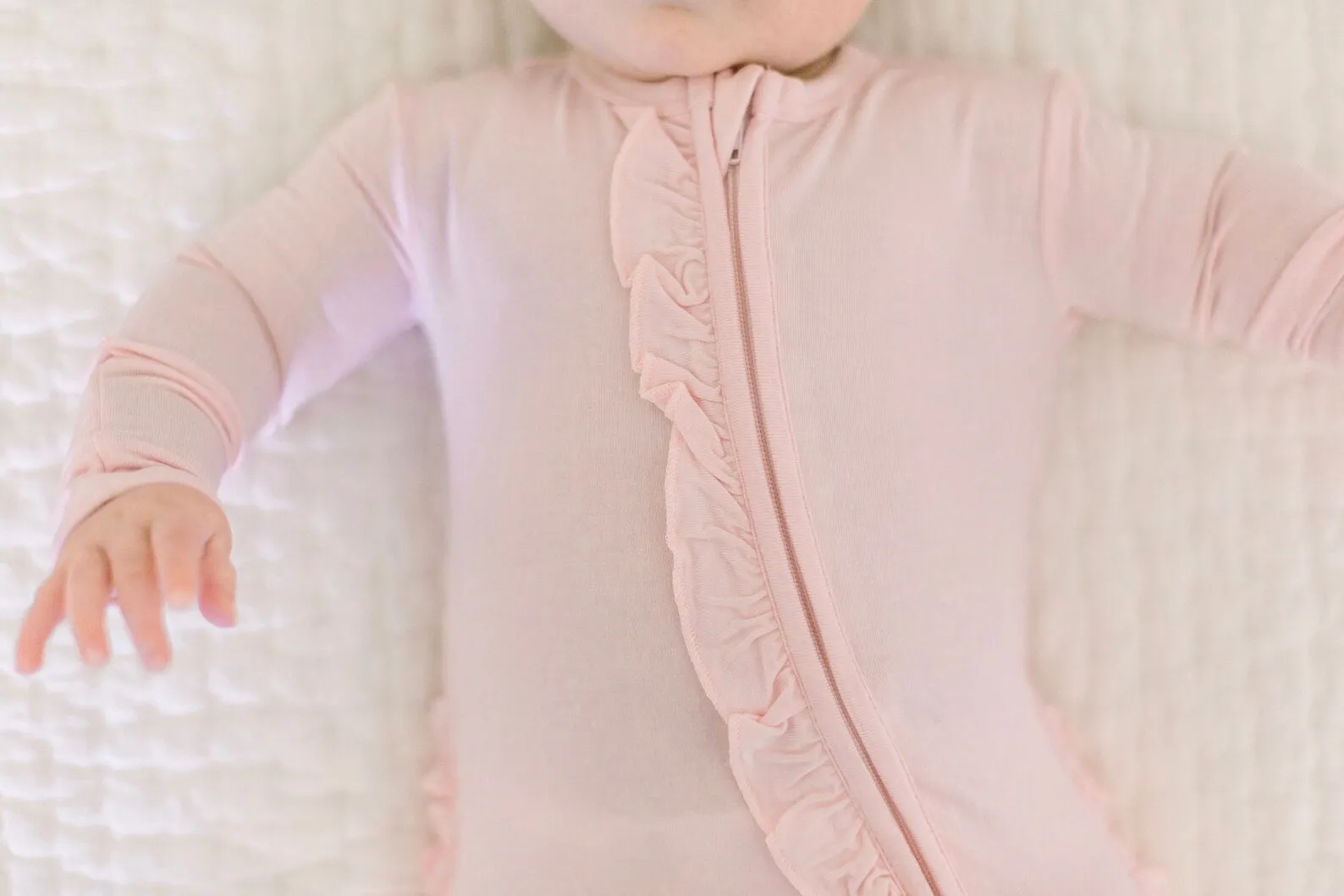 Baby girl going home outfit zipper sleeper newborn Ava light pink one piece zipper baby outfit coming home brand new baby shower