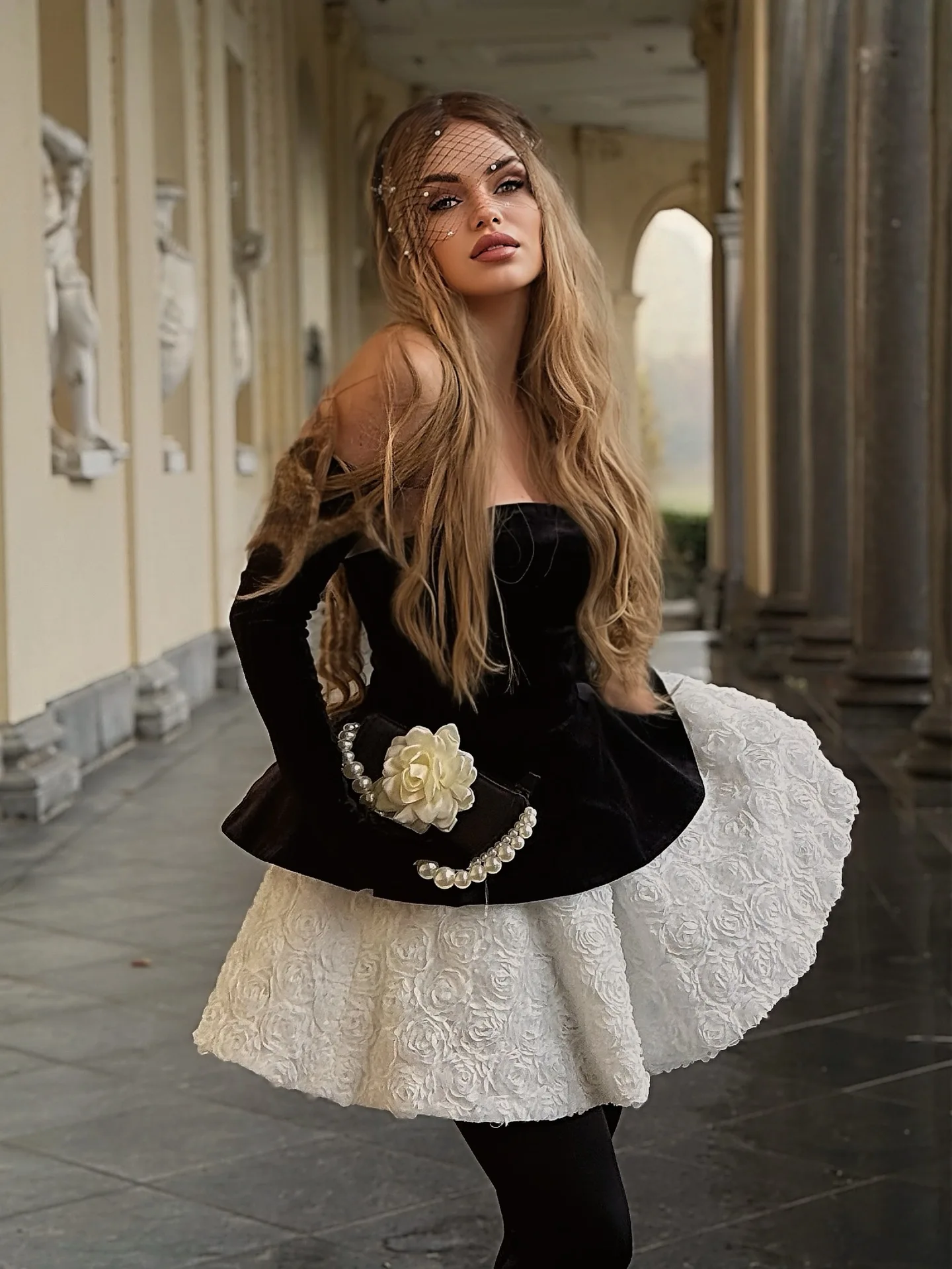 High Quality Fashion Velvet Bust Skirt Suit Women Drawstring Sleeveless Chest Hugging Top+high Waist Skirt Female Two Piece Set