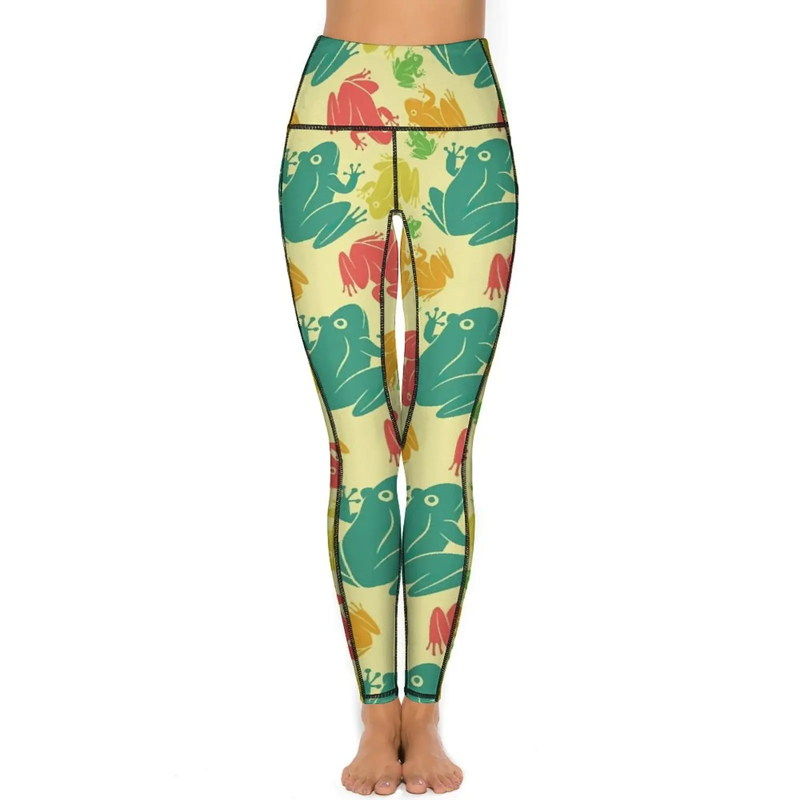 Multicolor Frog Leggings Animal Print Graphic Yoga Pants High Waist Fitness Running Yoga Legging Women Sweet Elastic Sport Pants