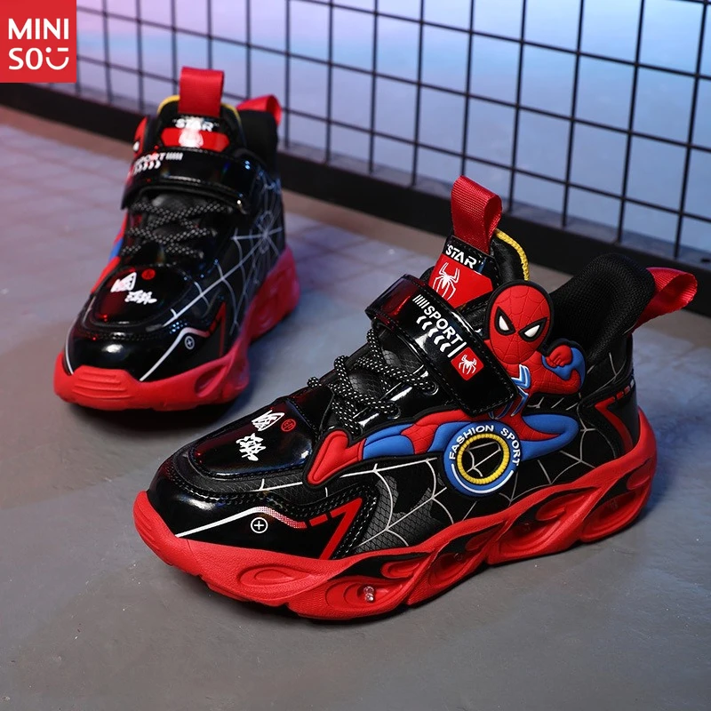 miniso-2025-boys-light-up-sneakers-breathable-mesh-anti-slip-running-shoes-for-kids