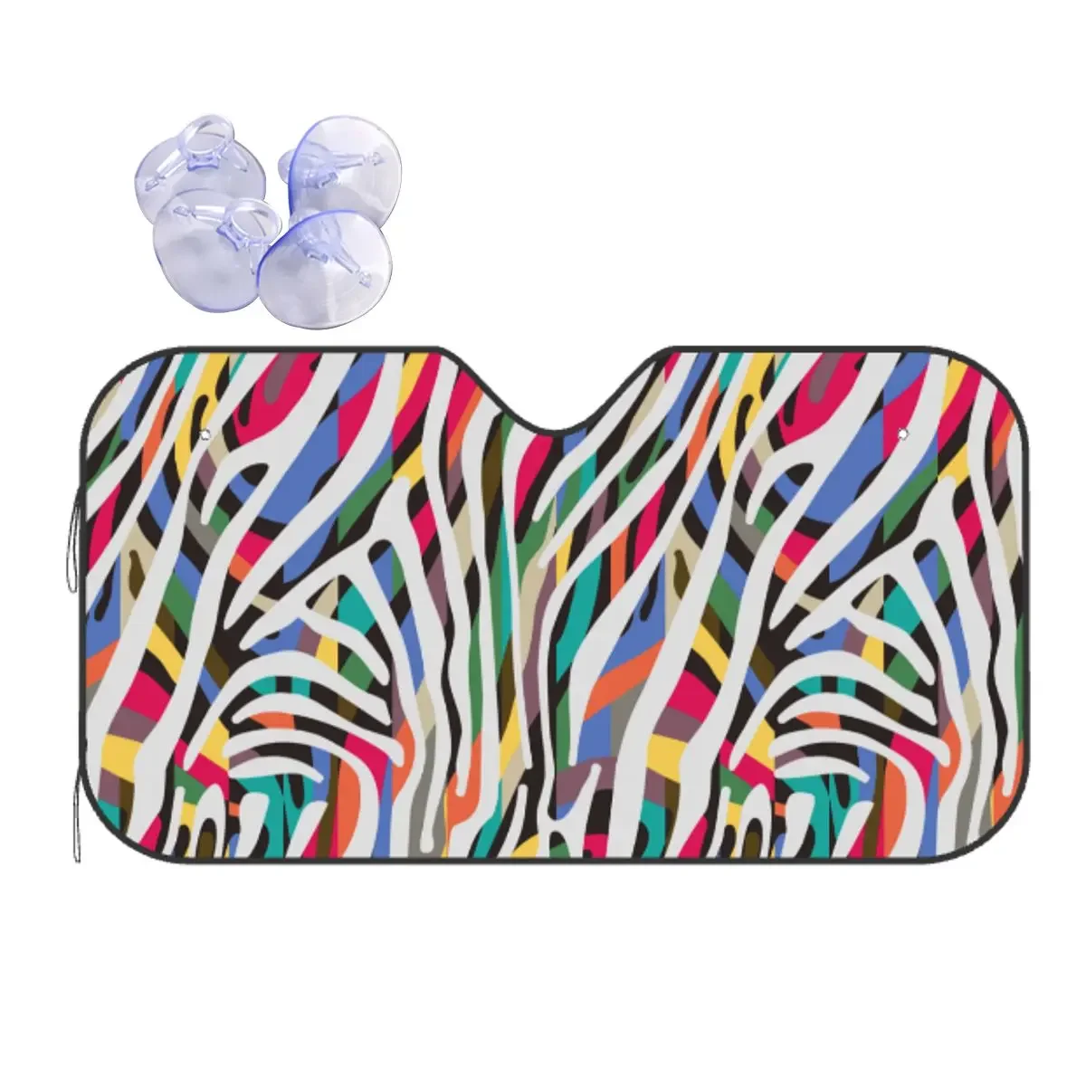 

Zebra Skin Colorful Pattern Animal Retractable Sunshade Windscreen 70x130cm Aluminium Foil Car Sunshade Car-styling