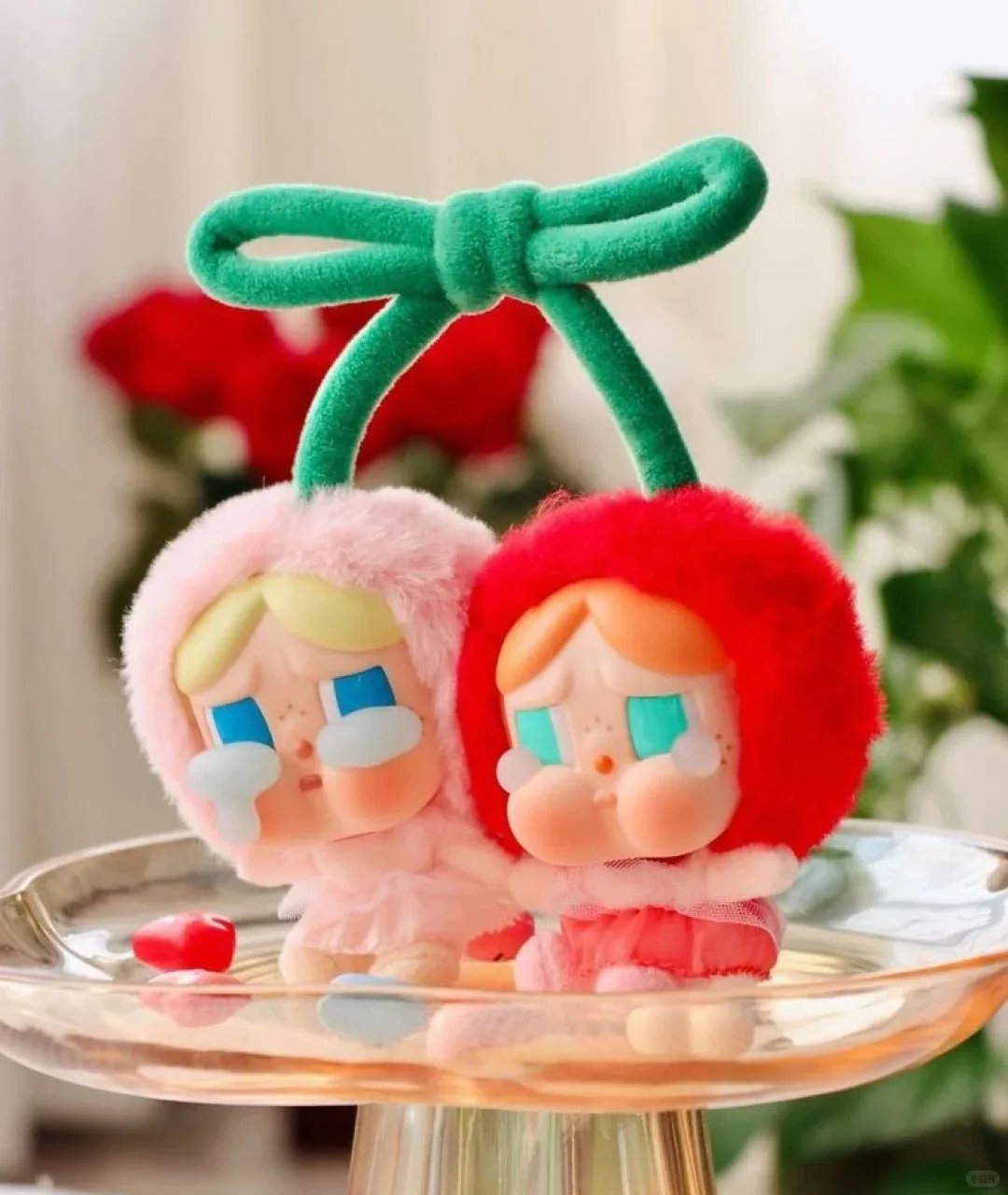 

In Stock POP Mart CRYBABY Love God's Tears Vinyl Plush Hanging Card Cherry Labubu Original Collection Model Cute Gifts