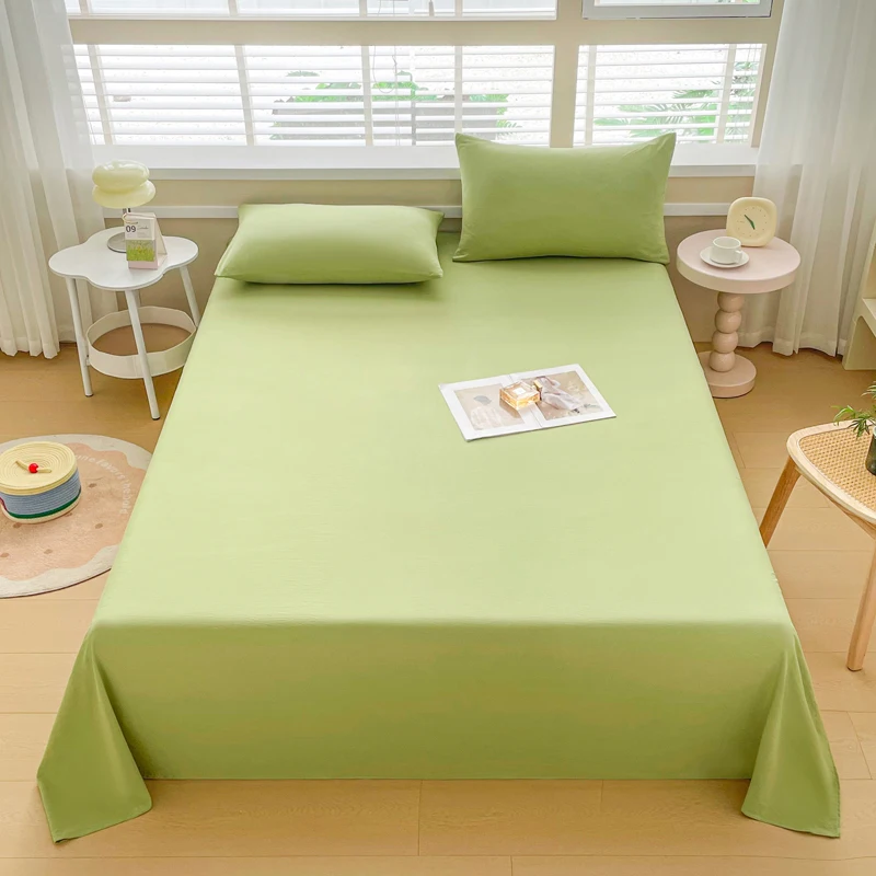 Sábana plana de algodón lavada de Color sólido para sábanas dobles individuales/Queen/King size sabanas cama 150 160 200 ropa de cama