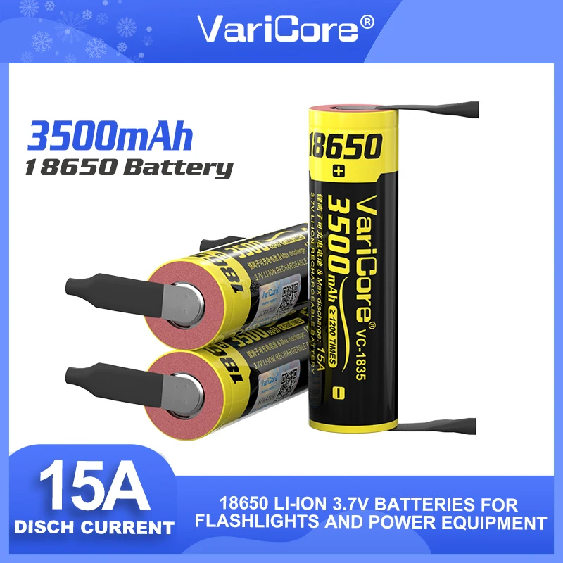 1-6PCS Varicore 18650 Battery V-1835 3.7V 3500mah Lithium Rechargeable Welding Nickel Sheet battery cell