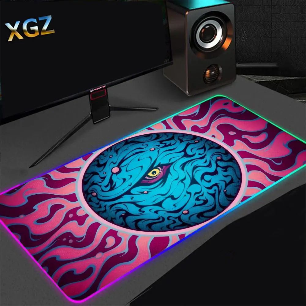

Коврик для мыши RGB, игровая клавиатура ужасов, светящийся удлиненный настольный коврик, большой размер, дизайн глаз, коврик для мыши, ковер со светодиодной подсветкой