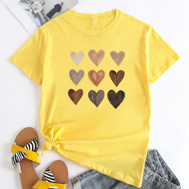 JFUNCY T-shirt donna manica corta Tees Fashion Heart Graphic T-shirt donna Top estate abbigliamento femminile Tshirt in cotone