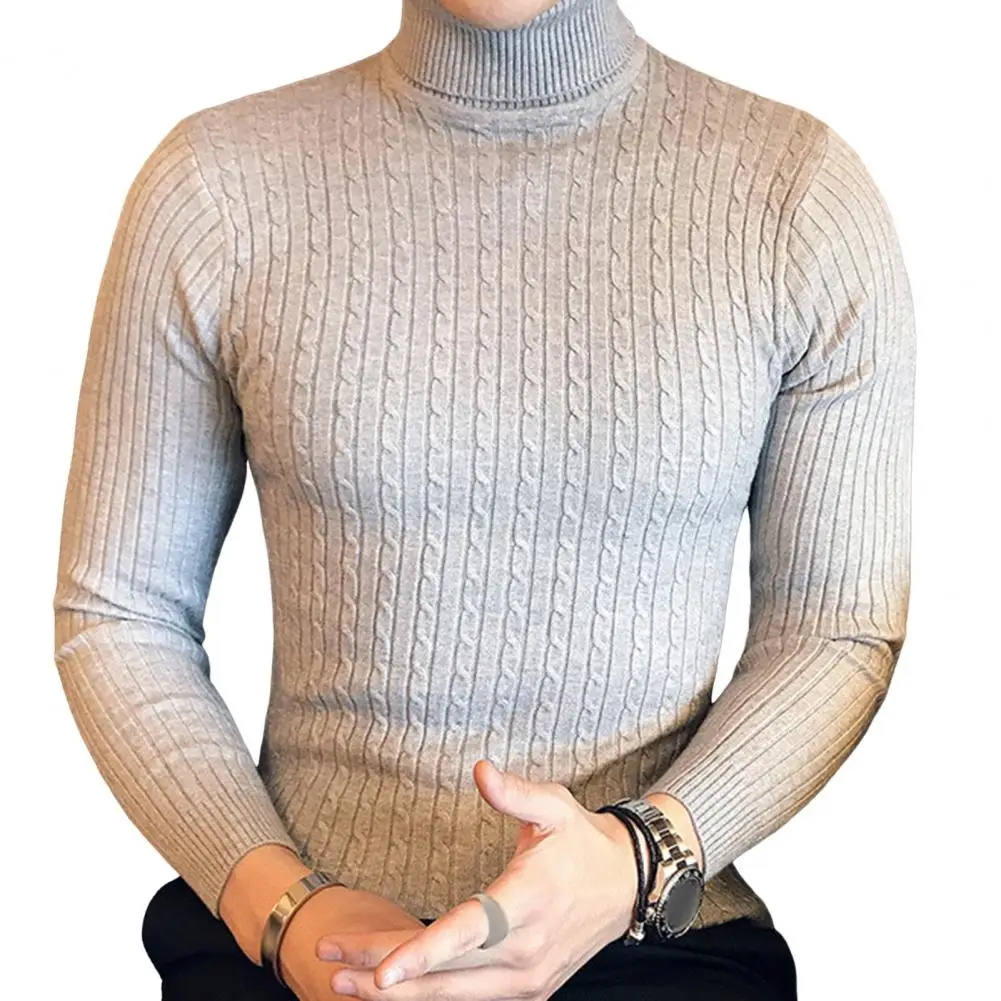 Autumn Winter Turtleneck Pullovers Casual Men's Sweater Autumn Solid Color Turtle Neck Ribbed Sweater Bottoming Shirt