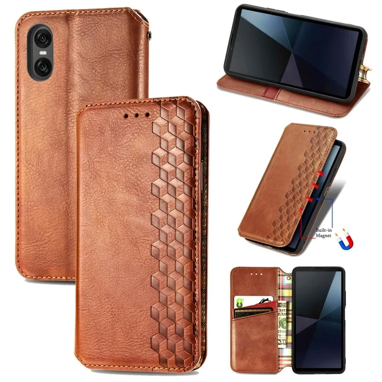 Suitable for Sony Xperia 10 1 VI (2024) V 5 IV III business patterned snap-on artificial leather case for shock protection view 4