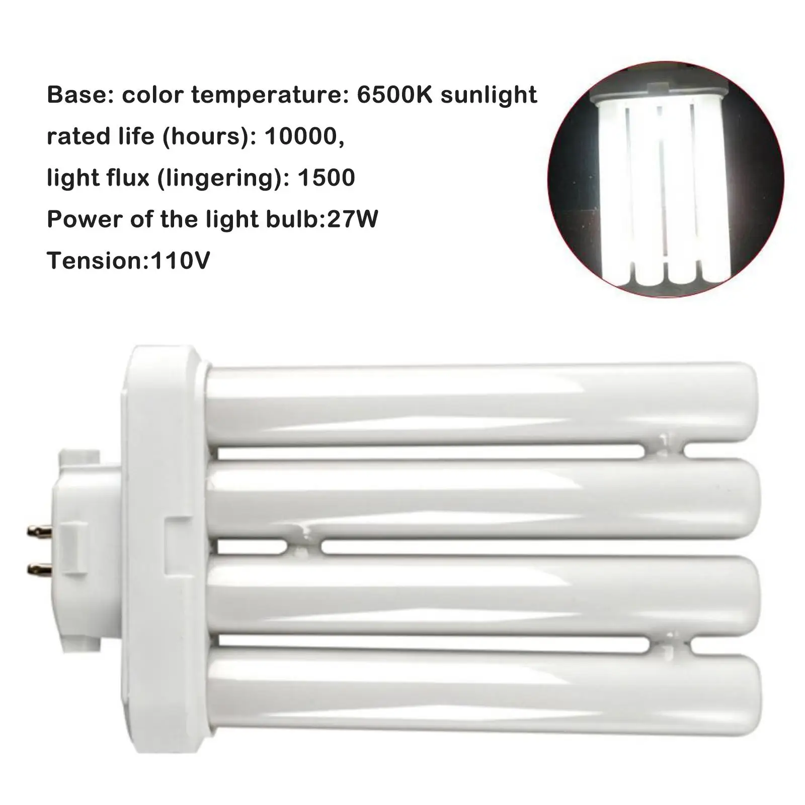 New 1/3PCSHigh-end Sumptuous Tube Energy Saving Compact Fluorescent Light Bulb FML 27EX-N 27W 4 Pin Quad 6500K 4 Rows Light Bulb view 2