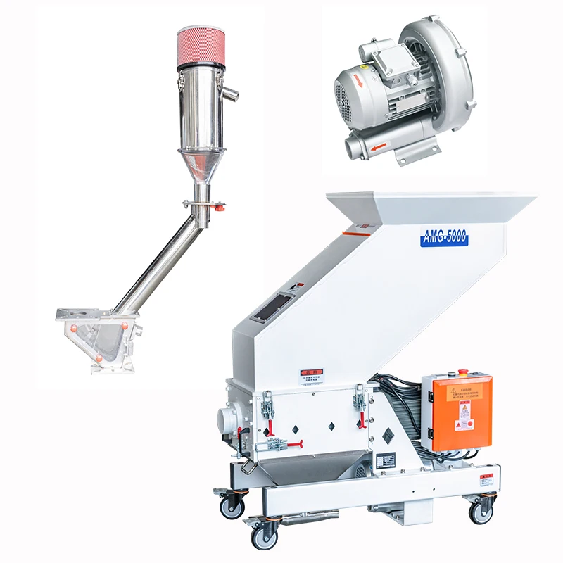 2.2KW High Carbon Steel Blade Cross Cut Crusher Injection Molding Waste Plastic Crushing Equipment