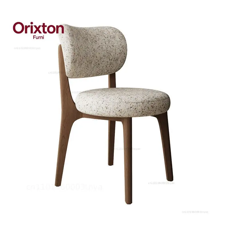 Mid-Century Modern Boucle Dining Chair with Wood Frame Minimalist Upholstered Accent Chair for Kitchen Dining Room Living