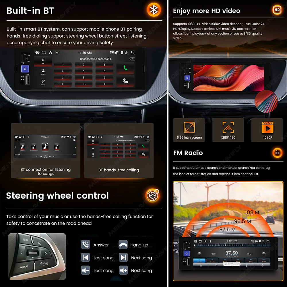 مشغل فيديو وسائط متعددة بشاشة تعمل باللمس ، راديو سيارة عالمي ، مشغل سيارة أندرويد ، ستيريو FM ، كاميرا BT ، USB ، منفذ AUX TF ، 1Din ، "، تلقائي