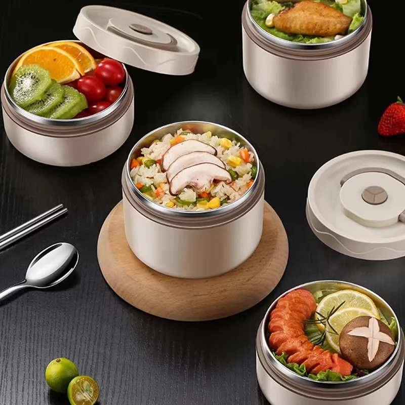 304 Stainless Steel Double-Tier Lunch Box with Insulation and Carrying Bag, Leak-Proof Food Storage for Work and Study