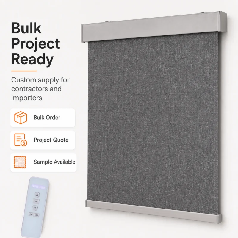 Fast Shipping 100%Blackout Grey Wrapped Fabric On Square Valance Google Alexa Control Motorized Roller Shades For Custom Office