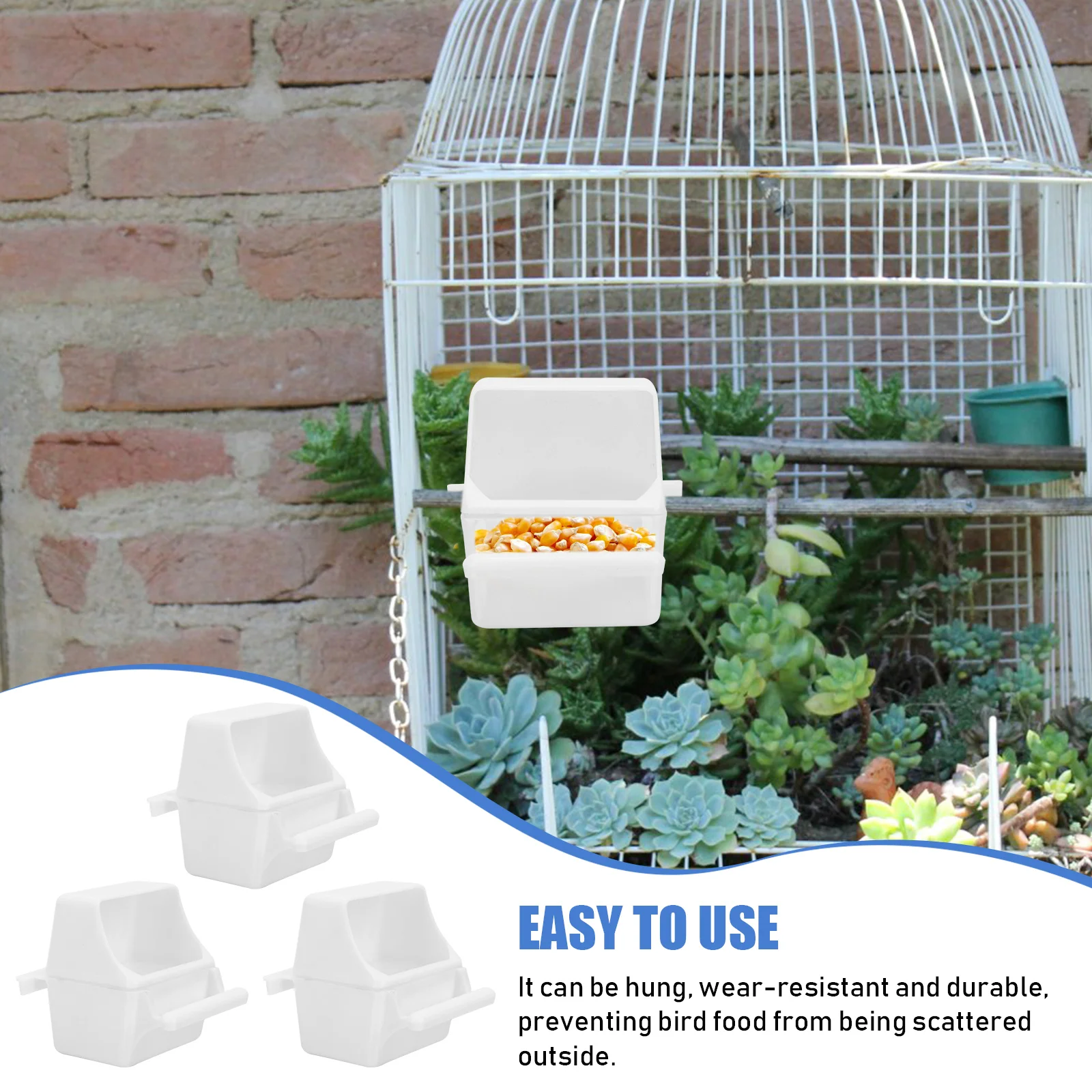 

Splash Proof Food Box Durable Plastic Container Lightweight Washable Feeder Parrot Canary Budgerigar Finch Pet Bird Feeding Tool