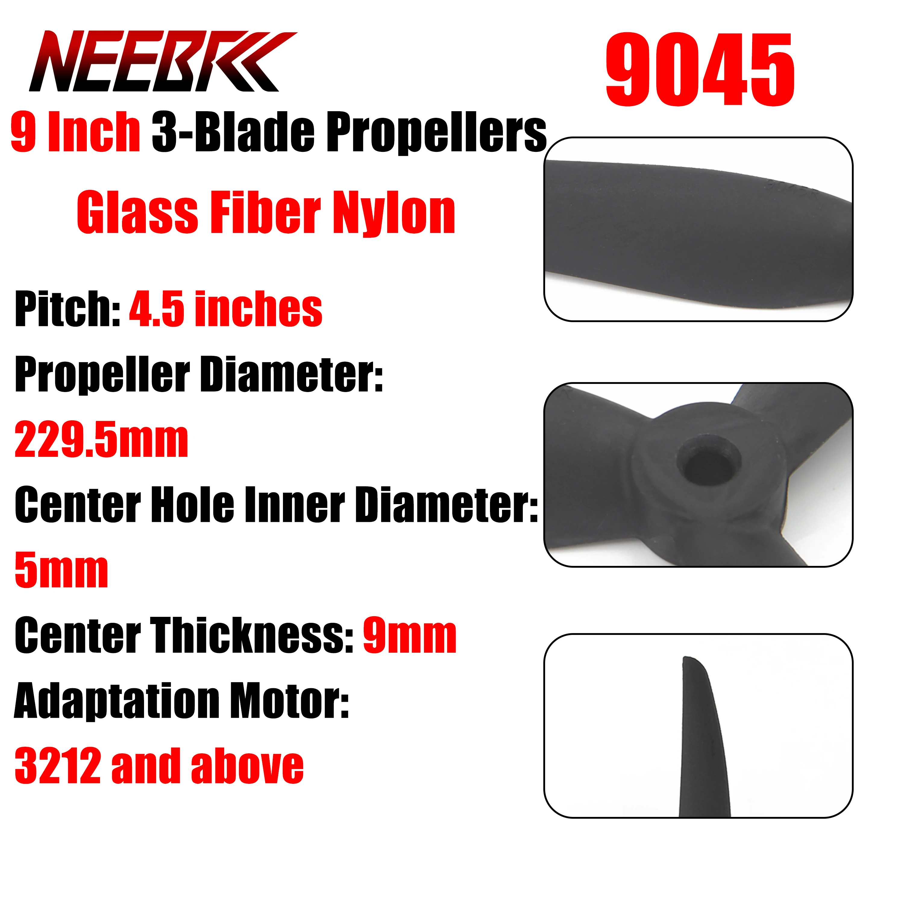 4PCS NEEBRC 9045 9X4.5X3 3-Blade Propellers Low Noise 2CW 2CCW Blade for RC FPV Racing Drone Quadcopter Mark4 3212 Motor Part