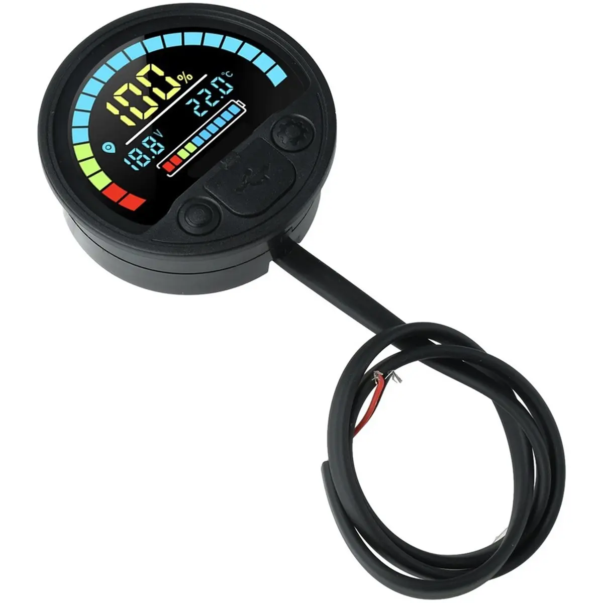 Battery Capacity Indicator DC 8V-30V Lead Acid Lithium LiFePO4 Car Motorcycle Voltmeter Voltage Gauge 12V 24V Handlebar