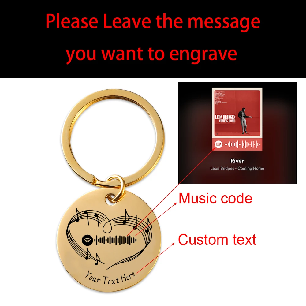 Personalized Song Code Keychain Favorite Song Gift for Boyfriend Music Keyring for Her Album Playlist Gift