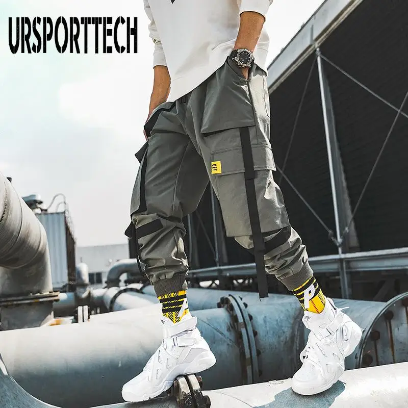 

Fashion Streetwear Men's Cargo Pants Black Ankle Length Elastic Waist Joggers Men Loose Trousers Casual Oversized Haren Pants