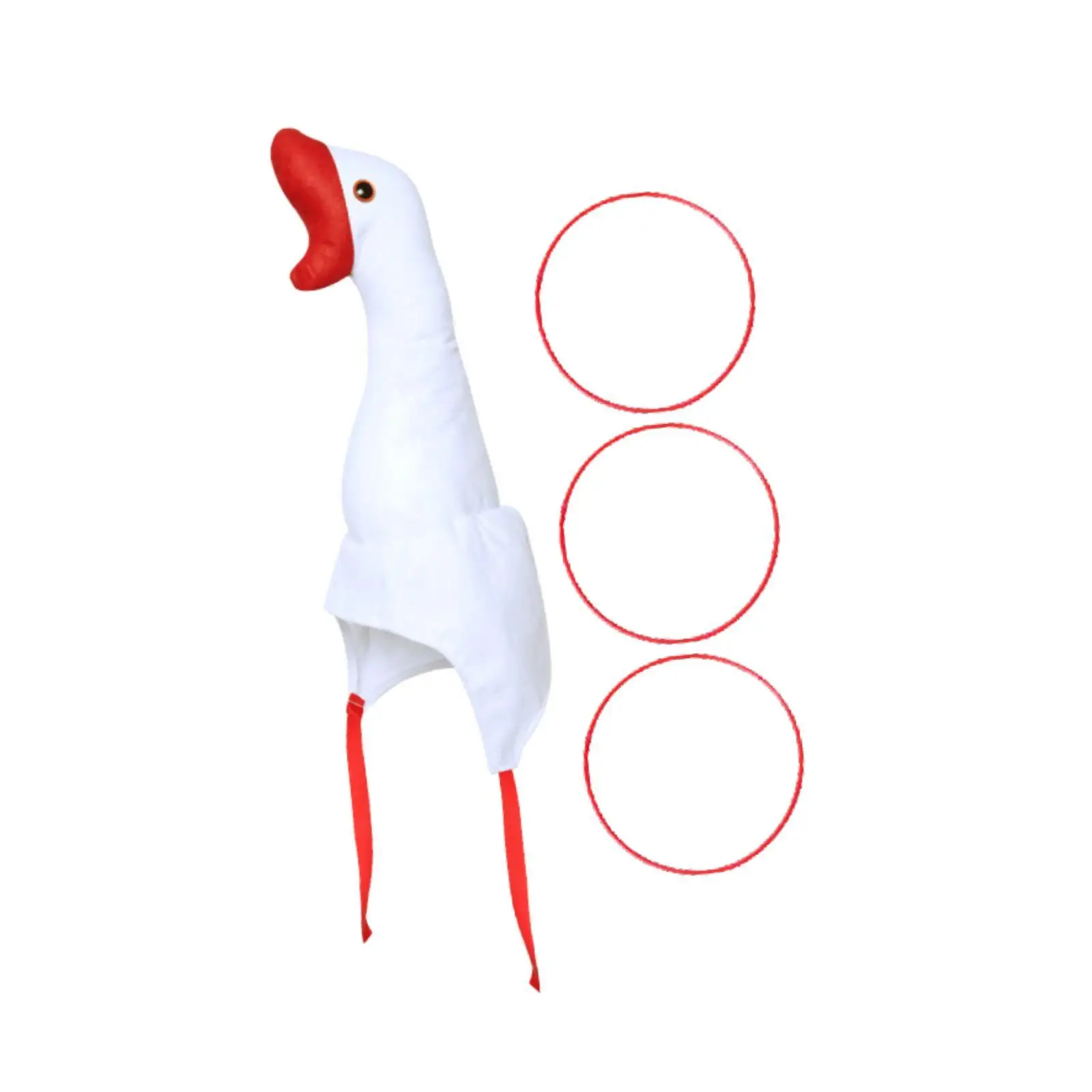 Couvre-chef d'oie en peluche de carnaval avec anneaux de lancer, casquette de mariage de dessin animé, couvre-chef d'extérieur pour adultes, chapeau de fête, chapeau d'animal en peluche