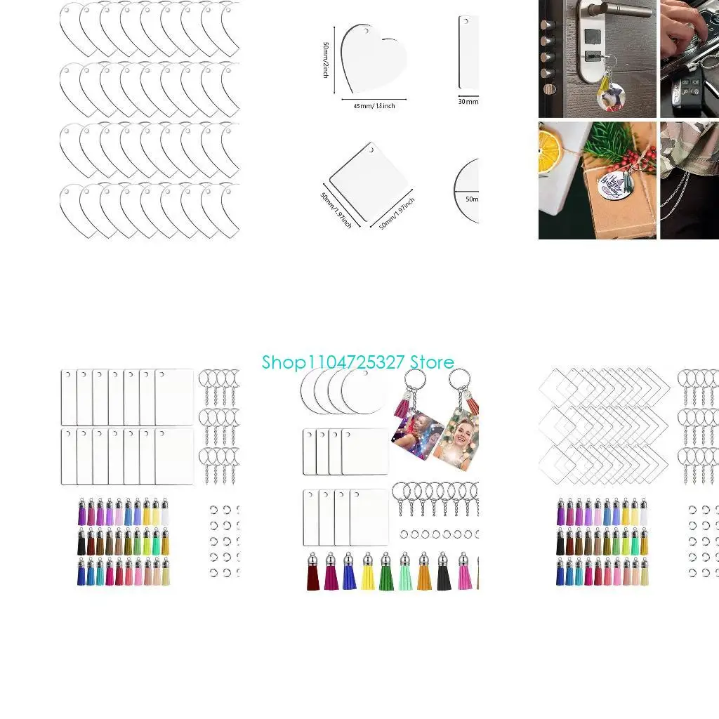 

D8KF 30pcs Acrylic Keychain Blanks with Tassels Clear Circle Disc Jump for Key Ri