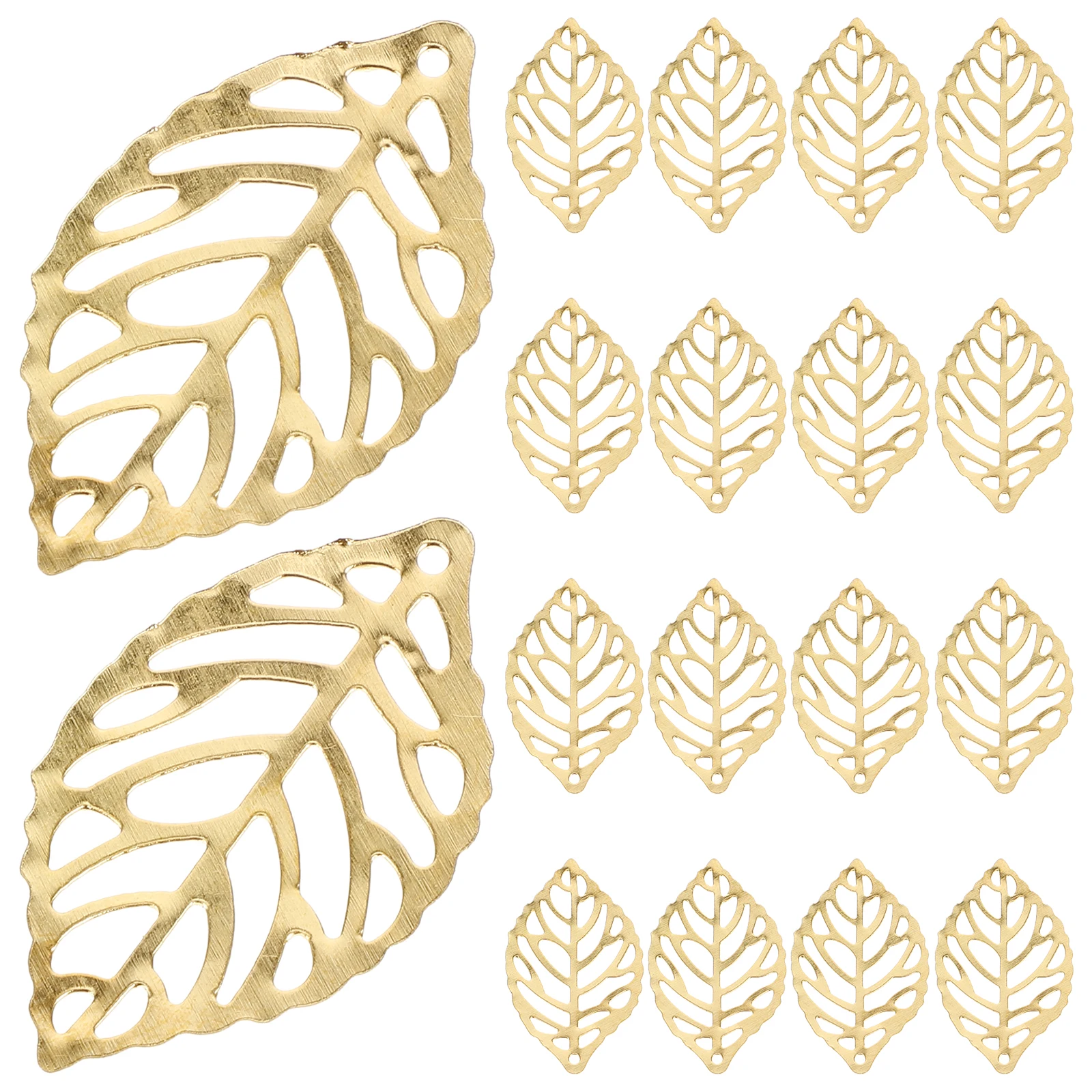 

100 Pcs Tree Golden Alloy 35x20mm DIY Necklace Bracelet Accessories Pierced Alloy Tree Leaf Leaf Jewelry Beads