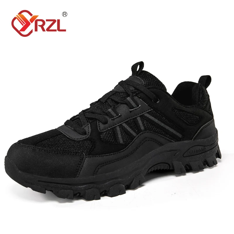 YRZL Men Trail Running Shoes Outdoor Hiking Shoes Anti Slip Comfortable Walking Shoes Lightweight Trekking Boots for Men Travel