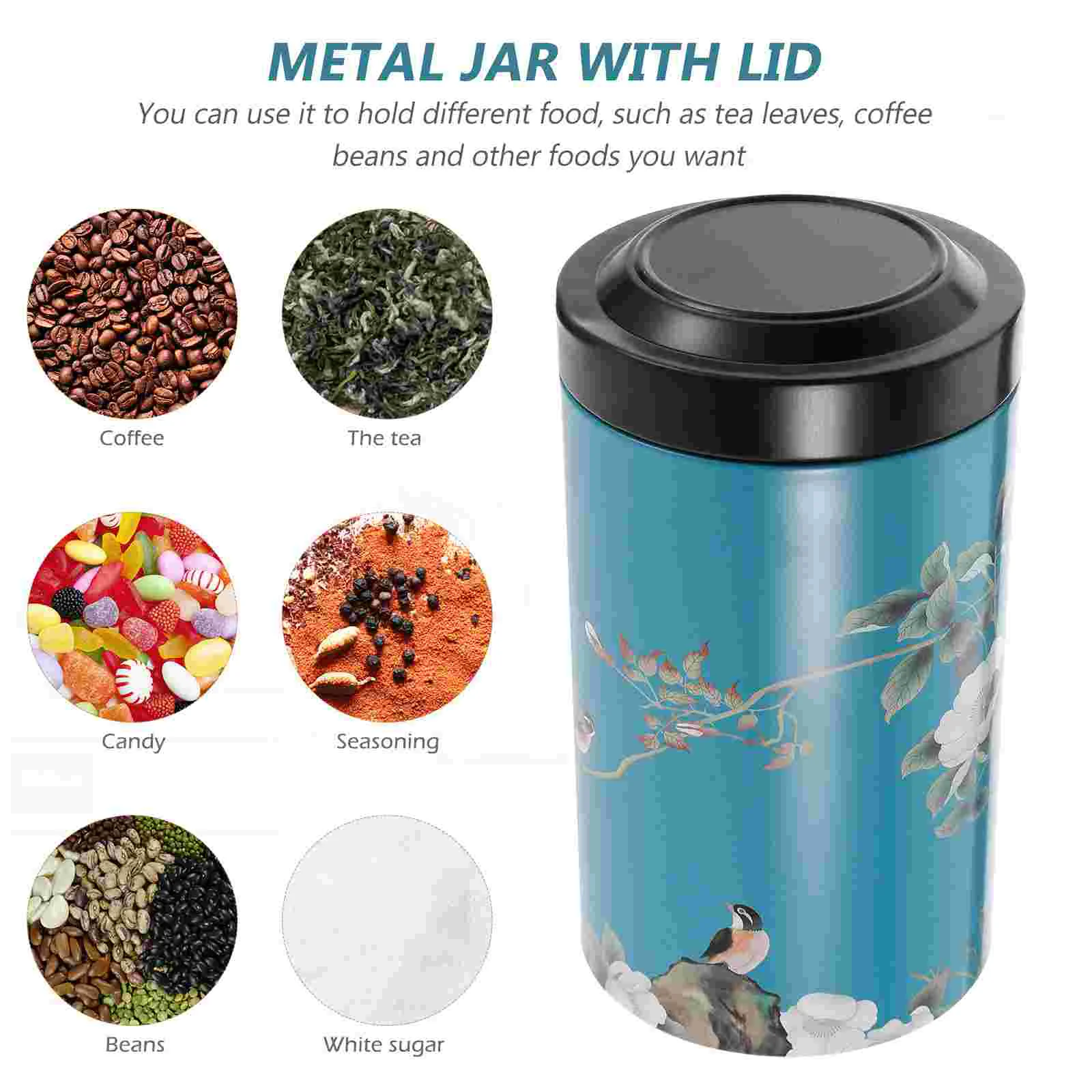 Tinplate Tea Snack Holder Metal Storage Container Jar With Lid Household Candy Canister Airtight Cereal