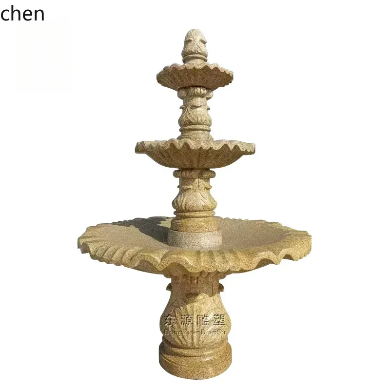 H rockery flowing water fountain gold hemp stone carved water bowl large water feature marble fountain lotus