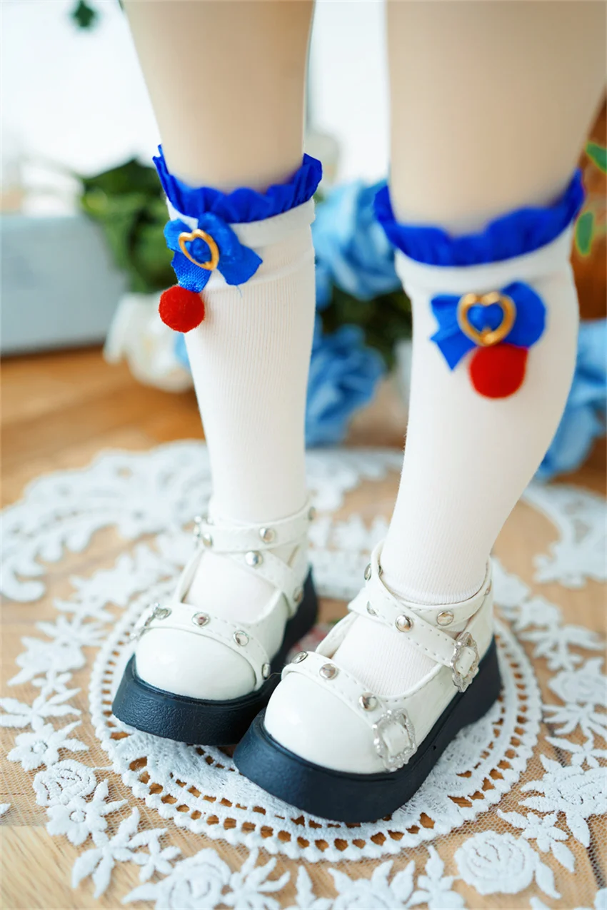 BJD doll shoes 1/4, Bear Sister round head stitching rivets buckle single shoes BJD doll accessories