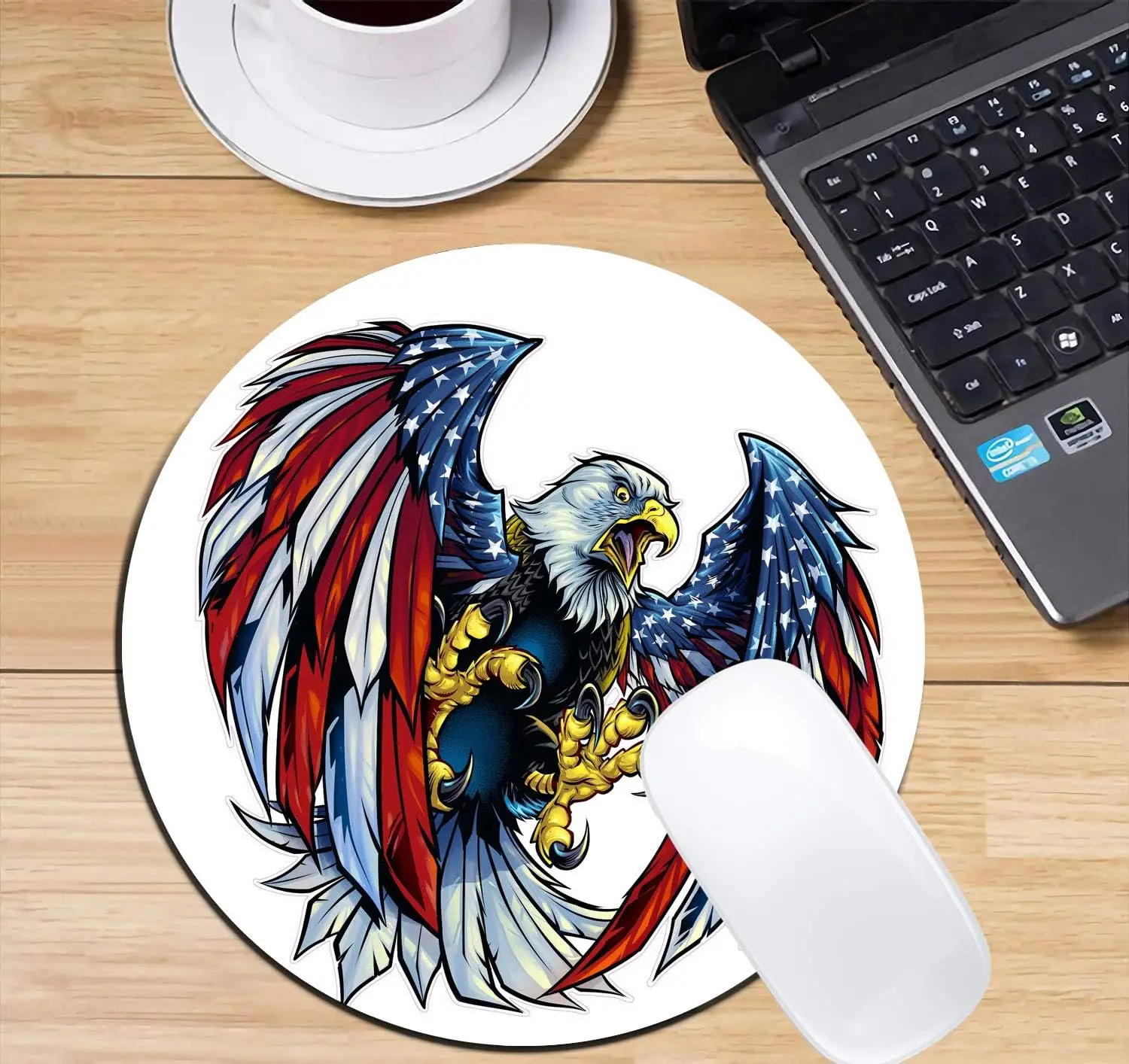 Beautiful American Eagle Mouse Mat Cute Mouse Pad with Non-Slip Rubber Base Waterproof Office Mouse Pad Size 7.9 x 0.12 Inch