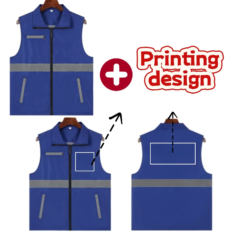 Printing Logo breathable Vest Multi Pocket Construction Workwera Event Volunteer Vest Universal Men And Women Event work Vest
