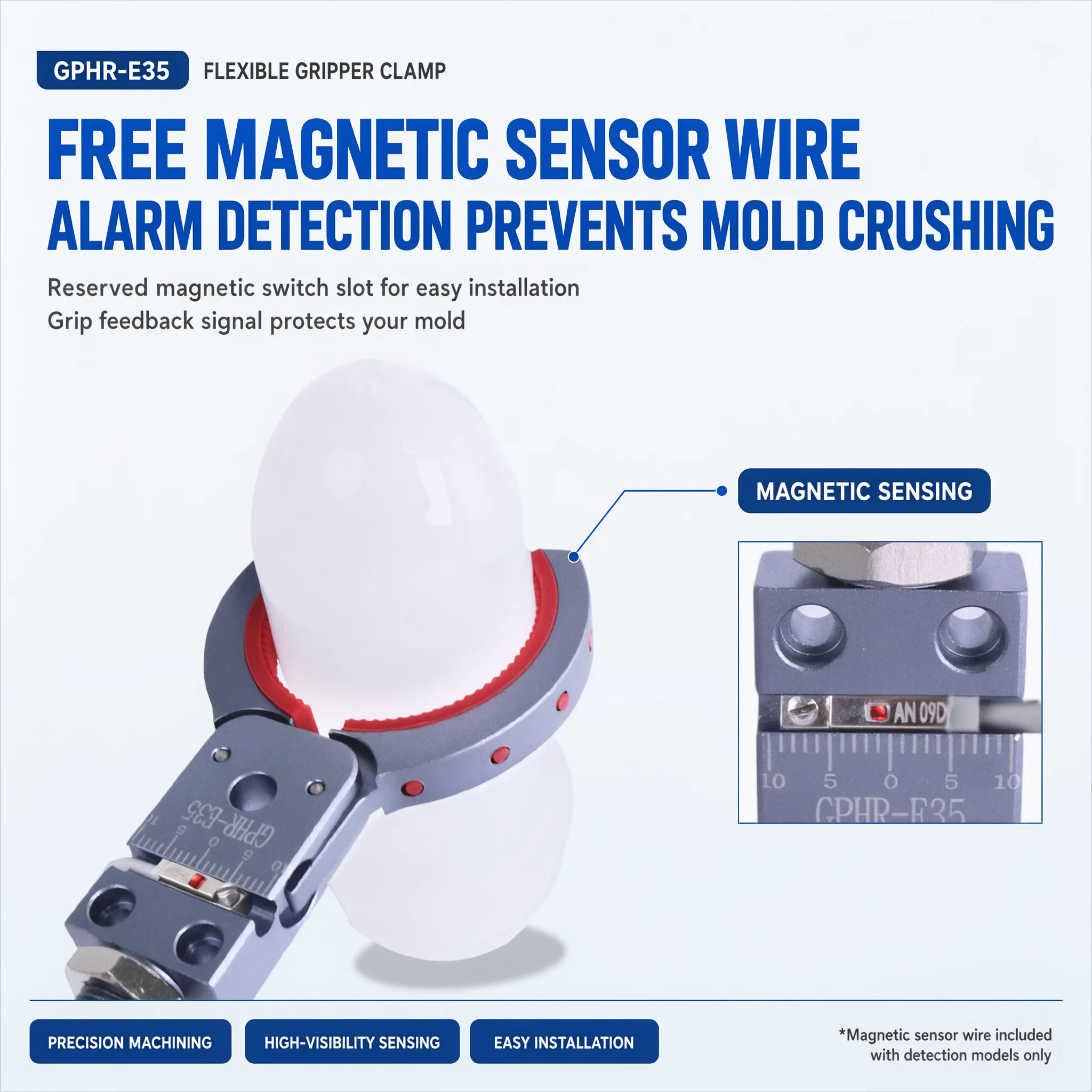 GPR-E Mini Preform Gripper Magnetic Detection Compact Clamp for Bottle Preform Cylindrical Product