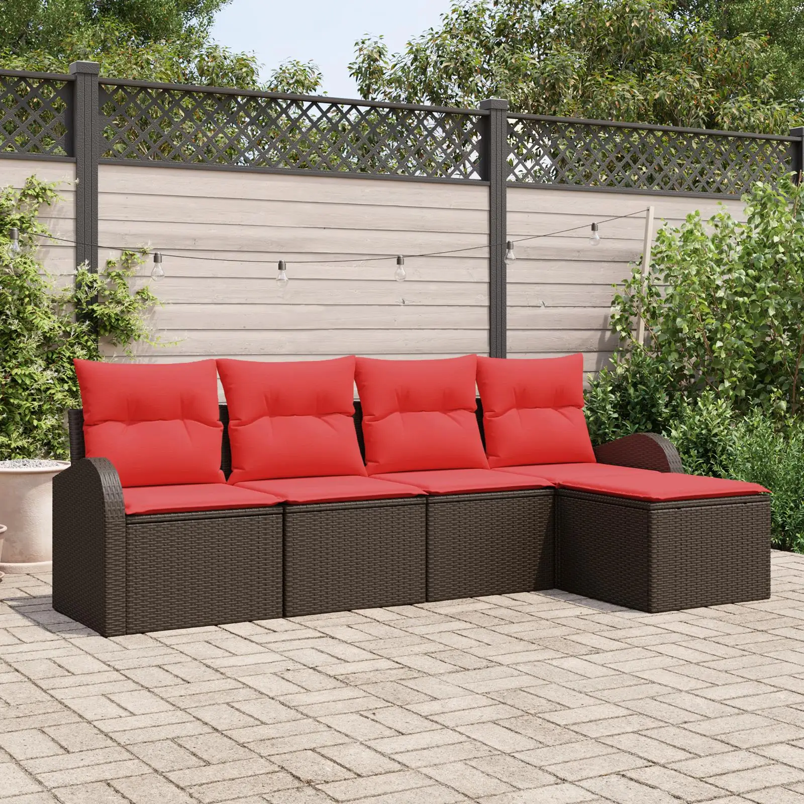 

Stylish 5 Piece Beige Poly Rattan Garden Sofa Set with Cushions for Outdoor Patio and Backyard Comfort