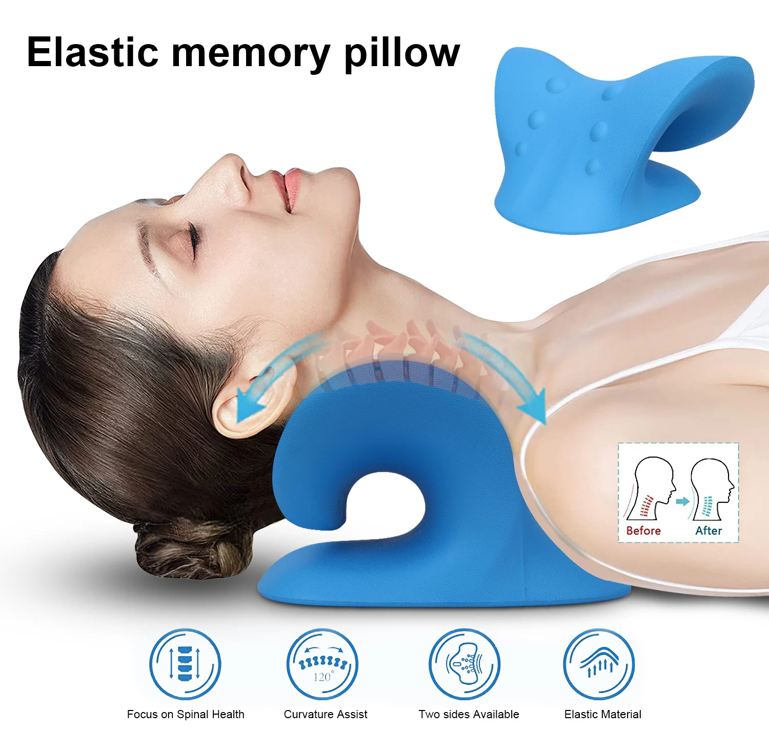 

Memory Foam Neck Massage Pillow Chiropractic Cervical Traction Device Neck Shoulder Spine Alignment Stretcher Relax Pain Relief