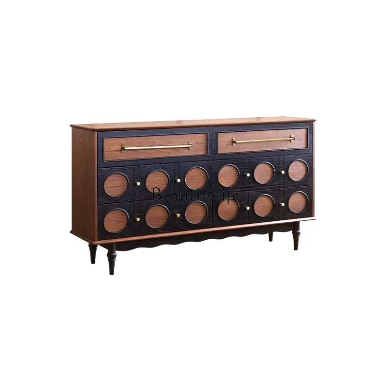 

ls 42French retro solid wood six-chest cabinet small apartment bedroom home storage locker